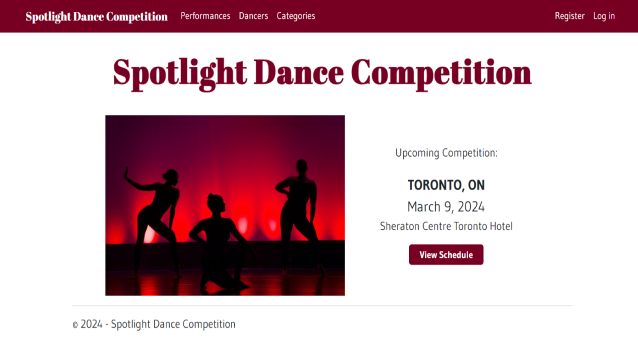 A preview of a dance compeition content management system.